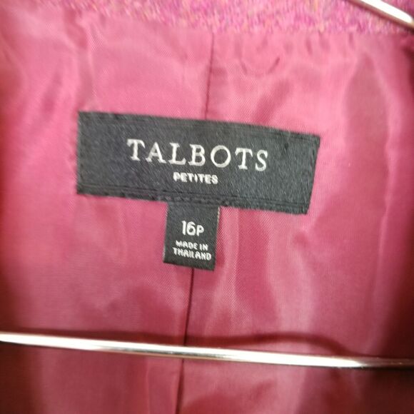 Talbots Women's Tweed Wool Blend Blazer Sz 16 Petite Red Gold Button Office - Picture 5 of 6